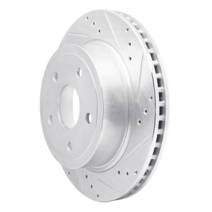 Dodge Ram 1500 Brake Rotor (1) - Rear Right - R1 Concepts - Drilled & Slotted - Silver - `04-`06